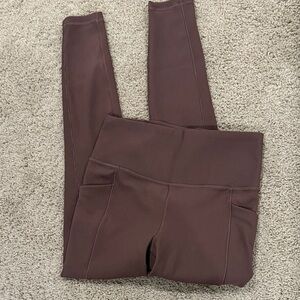 Athleta Salutation Stash Rib Mix Tight in Brown